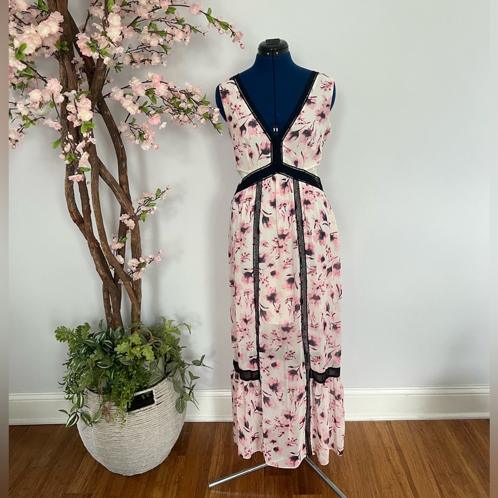 Aqua floral maxi dress